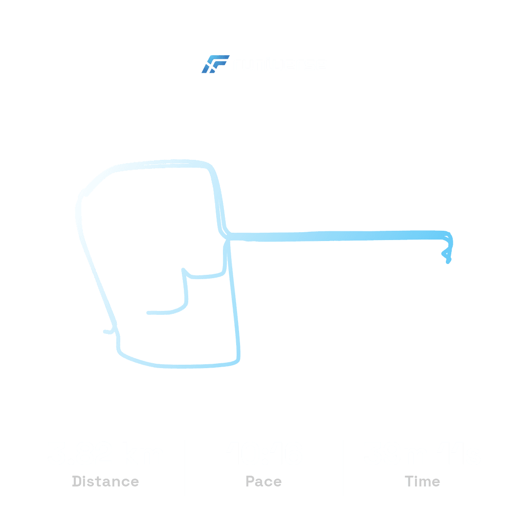 Square Runiverse share image focused on the route, distance, pace and time.