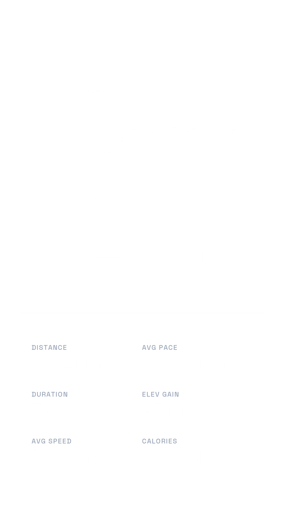 Tempo share design with a route trace, Runiverse mark and a compact activity summary.